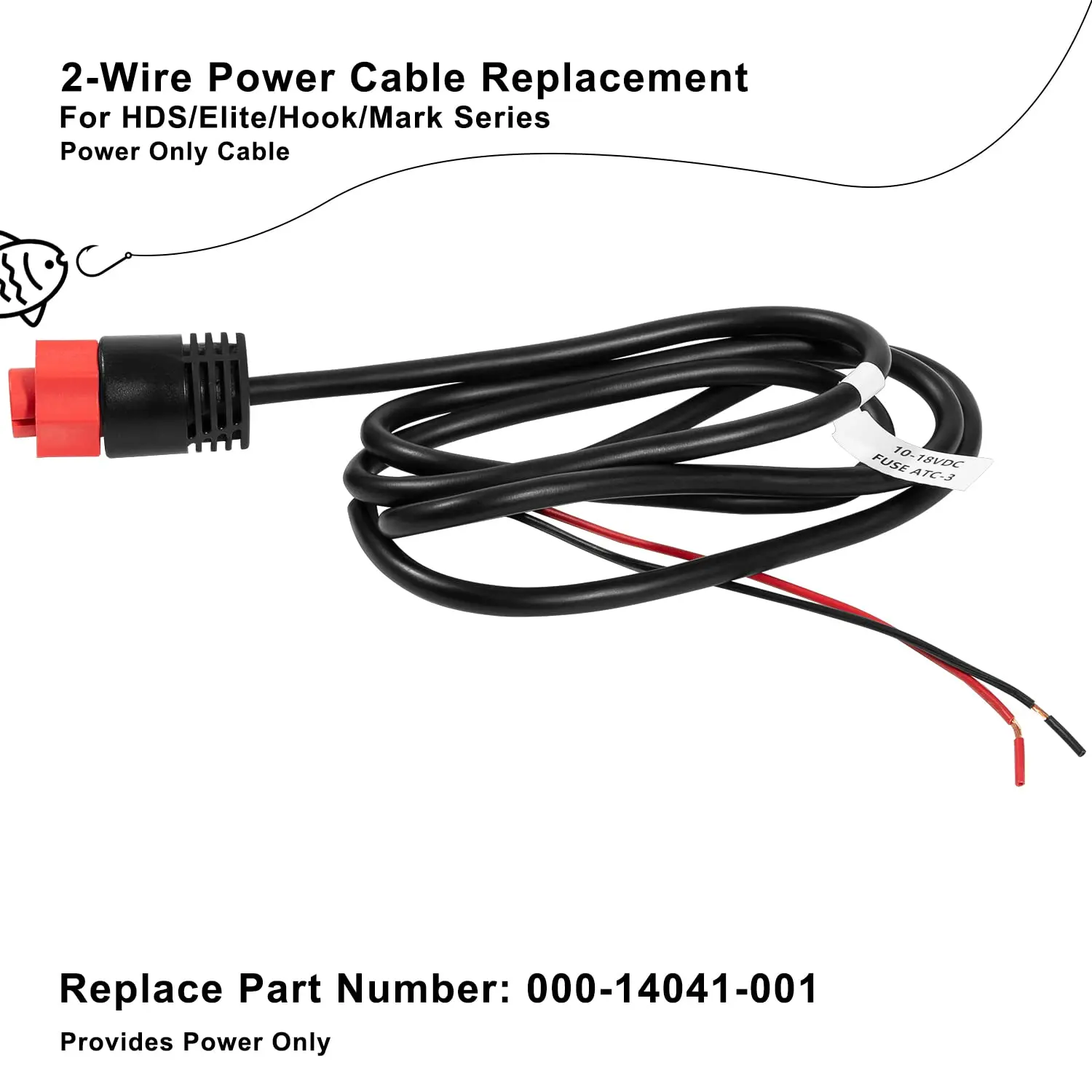 

TML 000-14041-001 HDS/Elite/Hook Power Cable Replacement, 3 Foot, 2-Wire Power Only for HDS, Elite FS, Elite Ti2, Hook, Mark