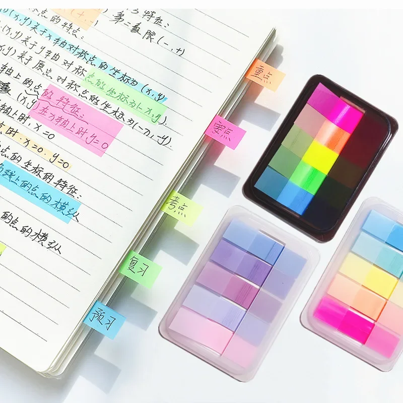 1 Box 100pcs  Writable Page Index Stickers Extractable Sticky Tabs Page Markers Tabs Transparent Color Sticky Notes