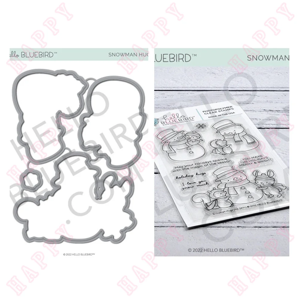 

2022 Cutting Dies Stamps Christmas Snowman Hugs Decoration For DIY Scrapbook Diary Album Paper Template Card Embossing Handcraft