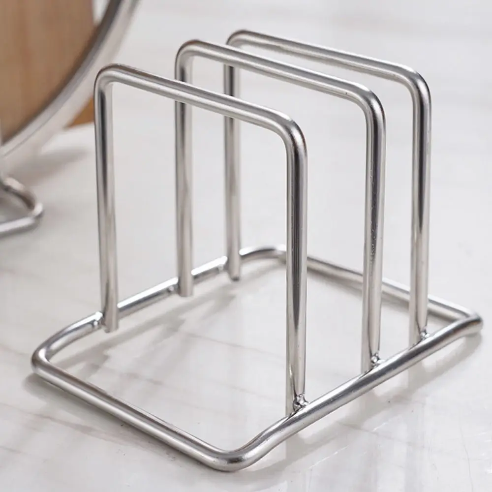 Stable Stainless Steel Cutting Board Holder Rustproof 2 Sectional Pot Lid Stand Vertical Sturdy Chopping Board Organizer Utensil