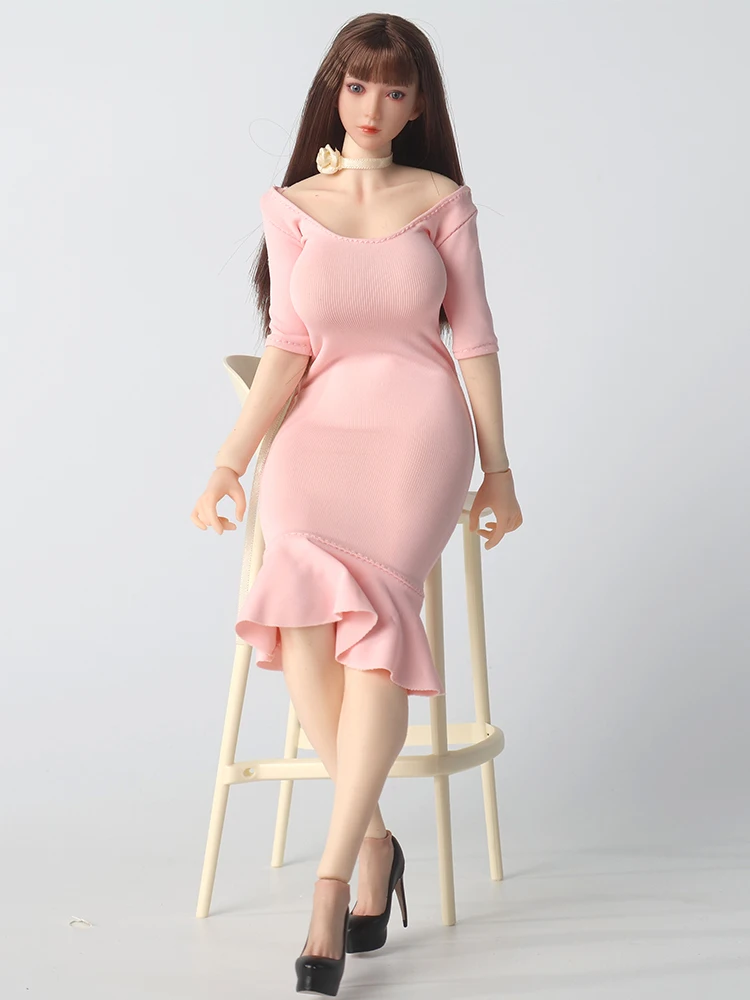 1/6 Maßstab Damen-Stretchkleid mit eng anliegender Hüftpartie und Fischschwanz-Design, Puppenkleidung Zubehör für 12-Zoll-Actionfiguren. – Detail 3