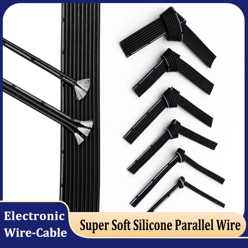 

1~10m Soft Silicone Parallel Wire 2P/4P/6P/8P/10P/12P/14P Fexible High Temperature Resistant Copper Cable 30/28/26/24/22/20 AWG