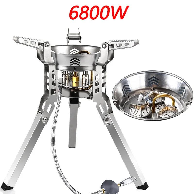 

6800W 3-Cores Gas Burners Stove Portable Folding Outdoor Furnace Propane Stove Burner Camping Picnic Windproof Stove with Stand