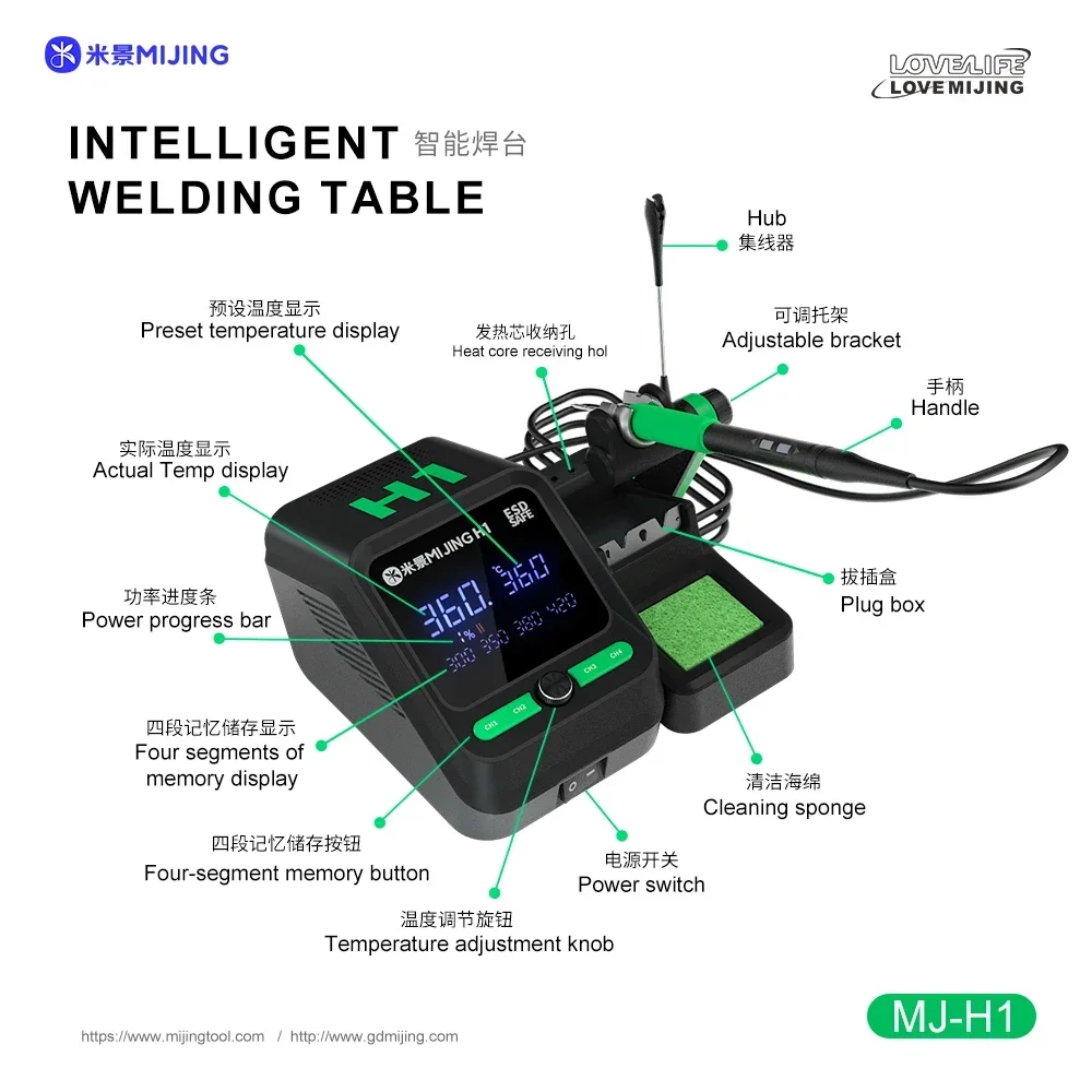 Mijing H1 Soldeerstation met Soldeerbout Tip 210/245/115 Handvat voor Mobiele Telefoons Elektronisch Lassen Rework Station gereedschap