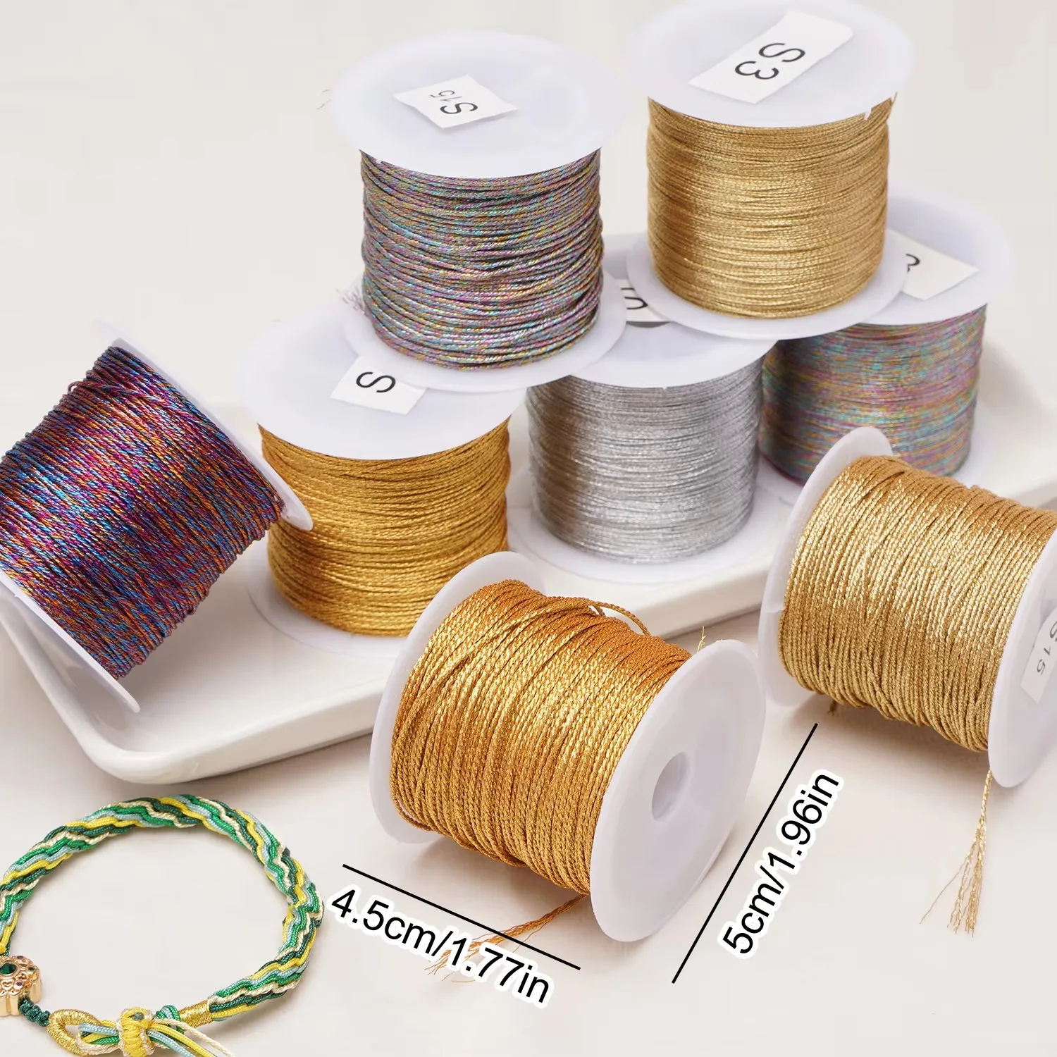 1 Roll Gold/Silver Thread Macrame Cord Rope Bracelet Necklace Braided String For DIY Jewelry Making Beading Accessories