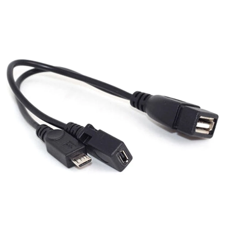 DN59 2 In 1 OTG Micro USB Host Power Y Splitter USB Adapter to Micro 5 Pin Male Female Cable Card Reader Connect Cable