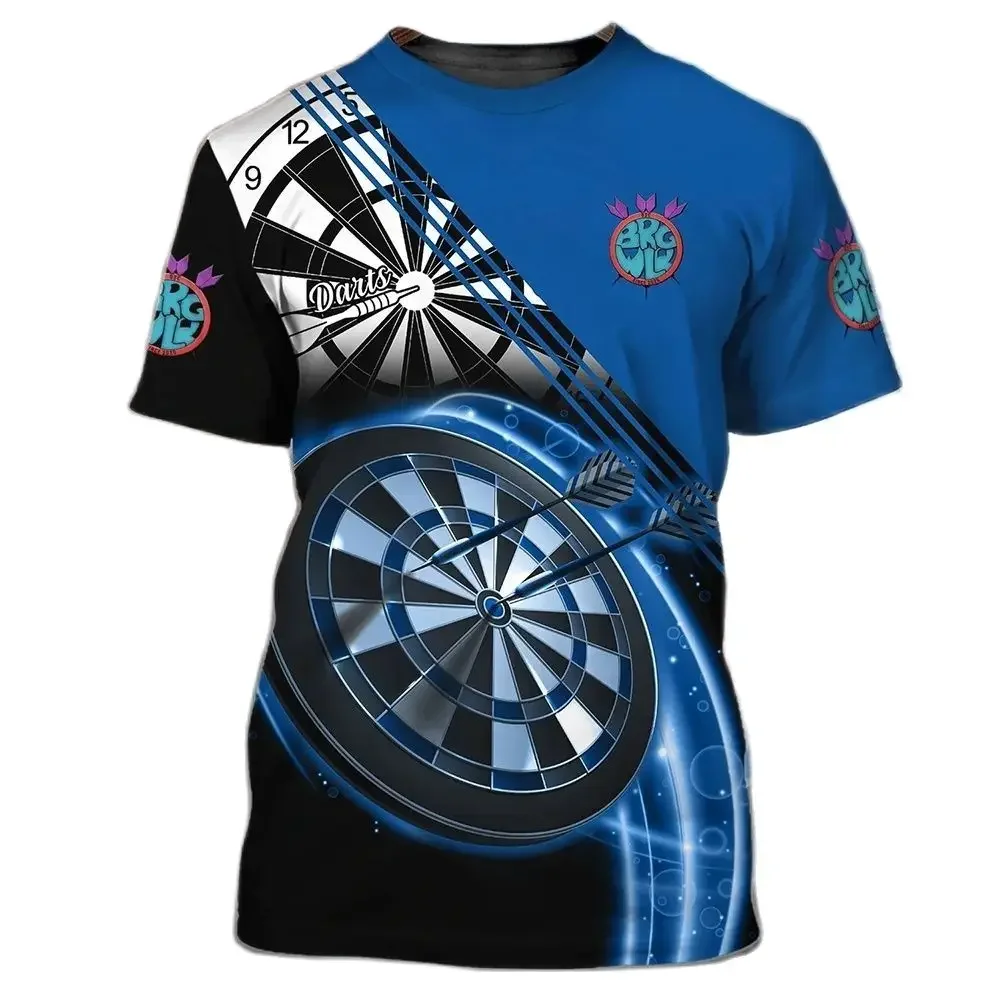 3D Darts Printed T Shirt For Men Fashion Shooting Game O-neck Short Sleeve Outdoor Sports Style Oversized T-shirt Loose Pullover