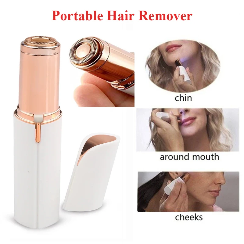 Portable Epilator Mini Face Hair Removal Electric Eyebrow Trimmer Lipstick Shaver Painless Body Eye Brow Razor Women Depilator