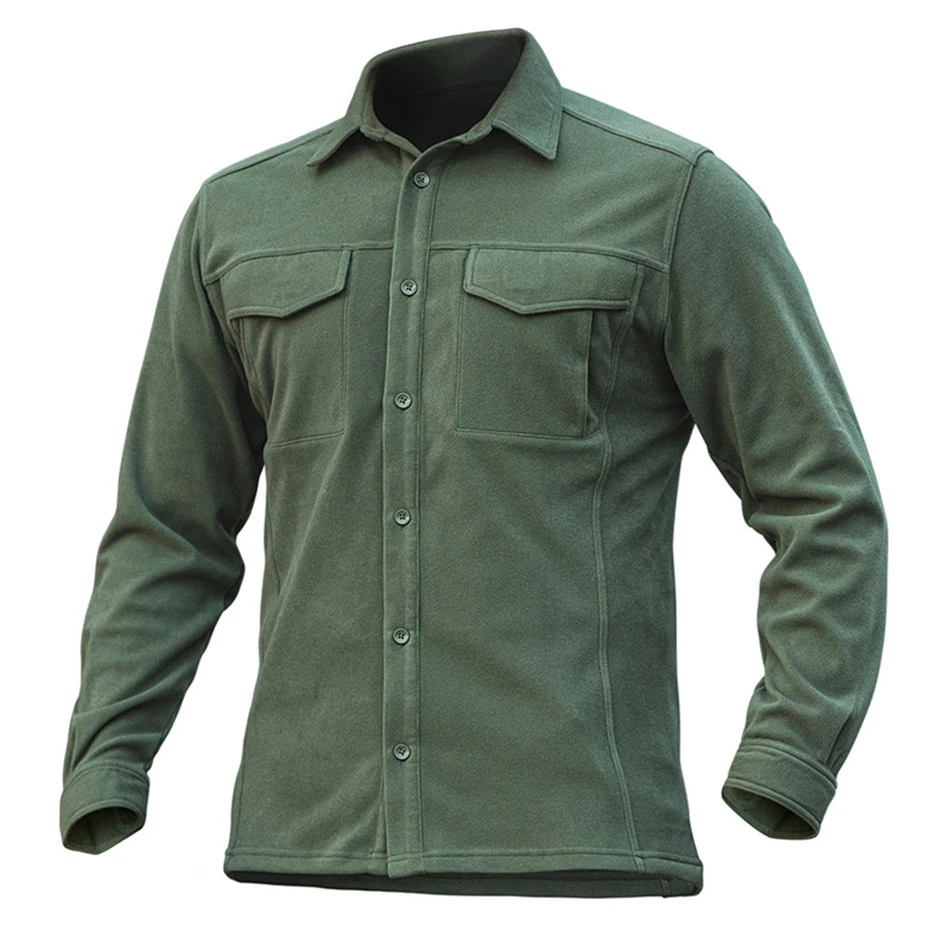 Tactical Fleece Shirt Autumn and Winter Male Outdoor Sports Camping Hiking Shirt Military Fans Commuting Stretch Warm Base Shirt