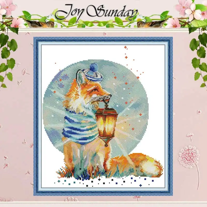 

Fox with Lantern Patterns Counted Cross Stitch Set DIY 11CT 14CT 16CT Stamped Cross-stitch Kit Embroidery Needlework Home Decor