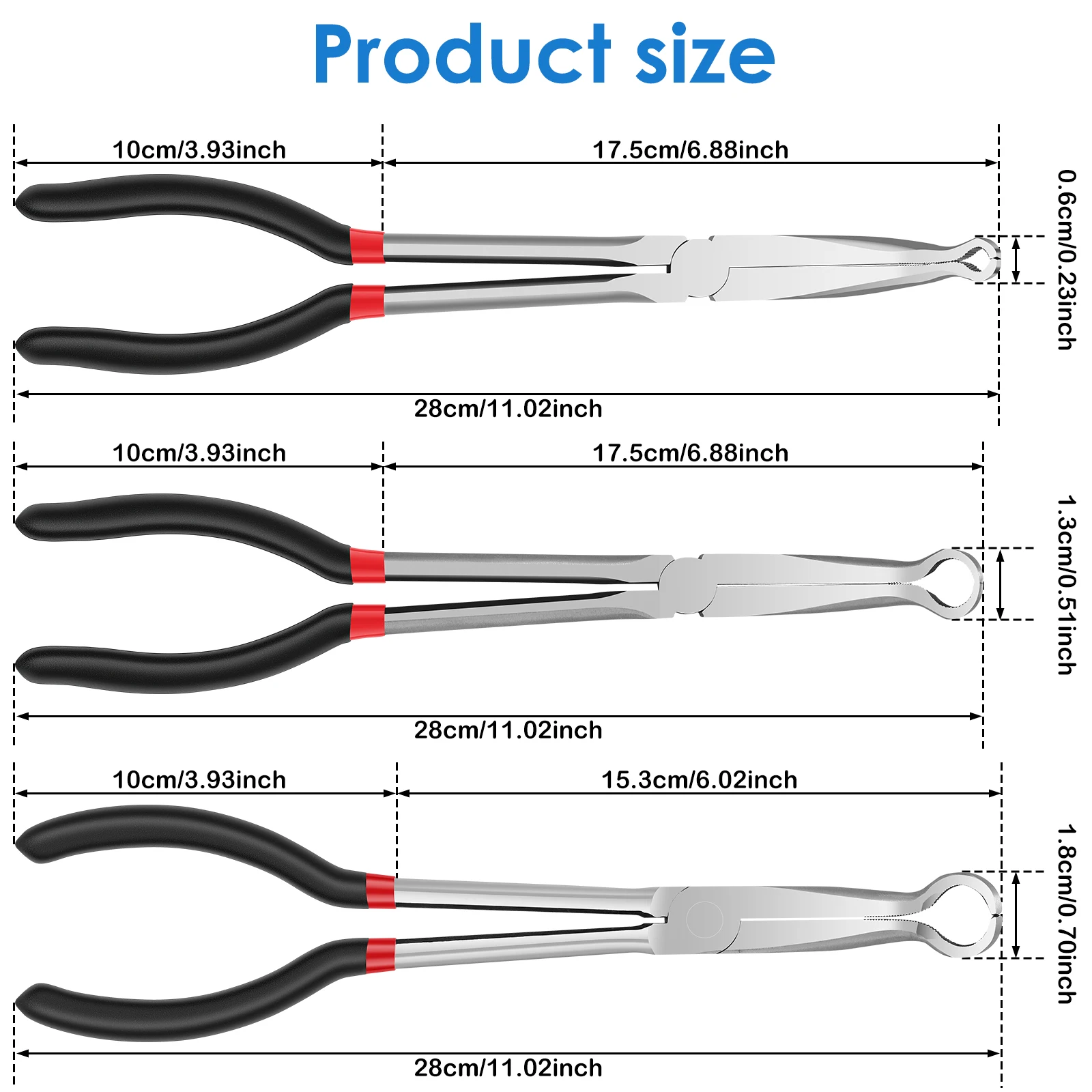 3/5 pezzi pinza per tubo flessibile pinza per rimozione candela in acciaio al carbonio manico lungo pinza per disconnessione elettrica per auto