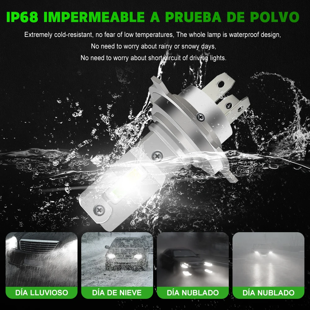 

2Pcs New H4 Dual Color Fanless LED CSP Headlight Bulb Car Motorcycle Hi/Lo High And Low Beam Headlamp Auto Head Lamp 12V 50000Lm