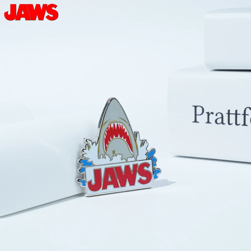 1PC JAWS Officially Licensed Zinc Alloy Enamel Pin Shark Design Novelty Jewelry Jacket Lapel Pin Anime Backpack Collectible view 5