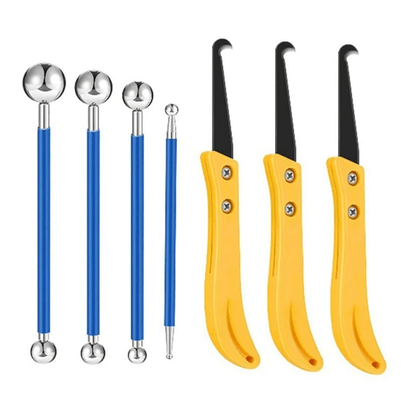 7Piece Tile Floor Joint Repair Kit Lock Seam Tool Stain Removal Tool Pressure Seam Steel Ball