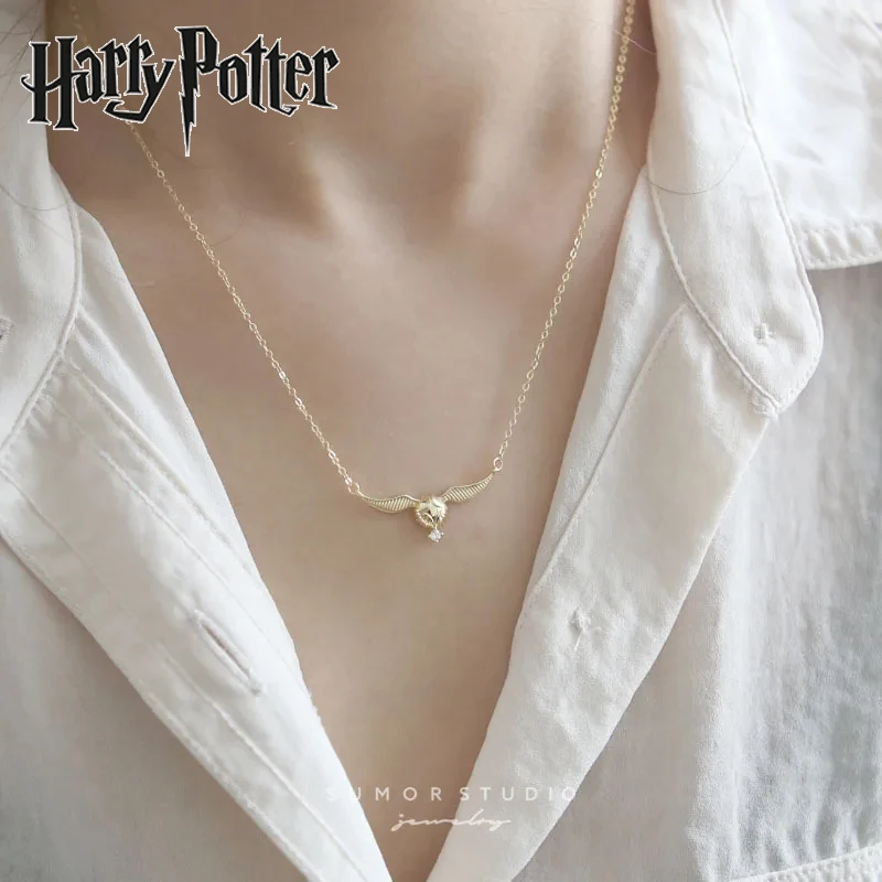 Golden Snitch Harries Necklace Hogwarts Women's Ins Niche Design Collarbone Chain Goddess Valentine's Day Gift Girls