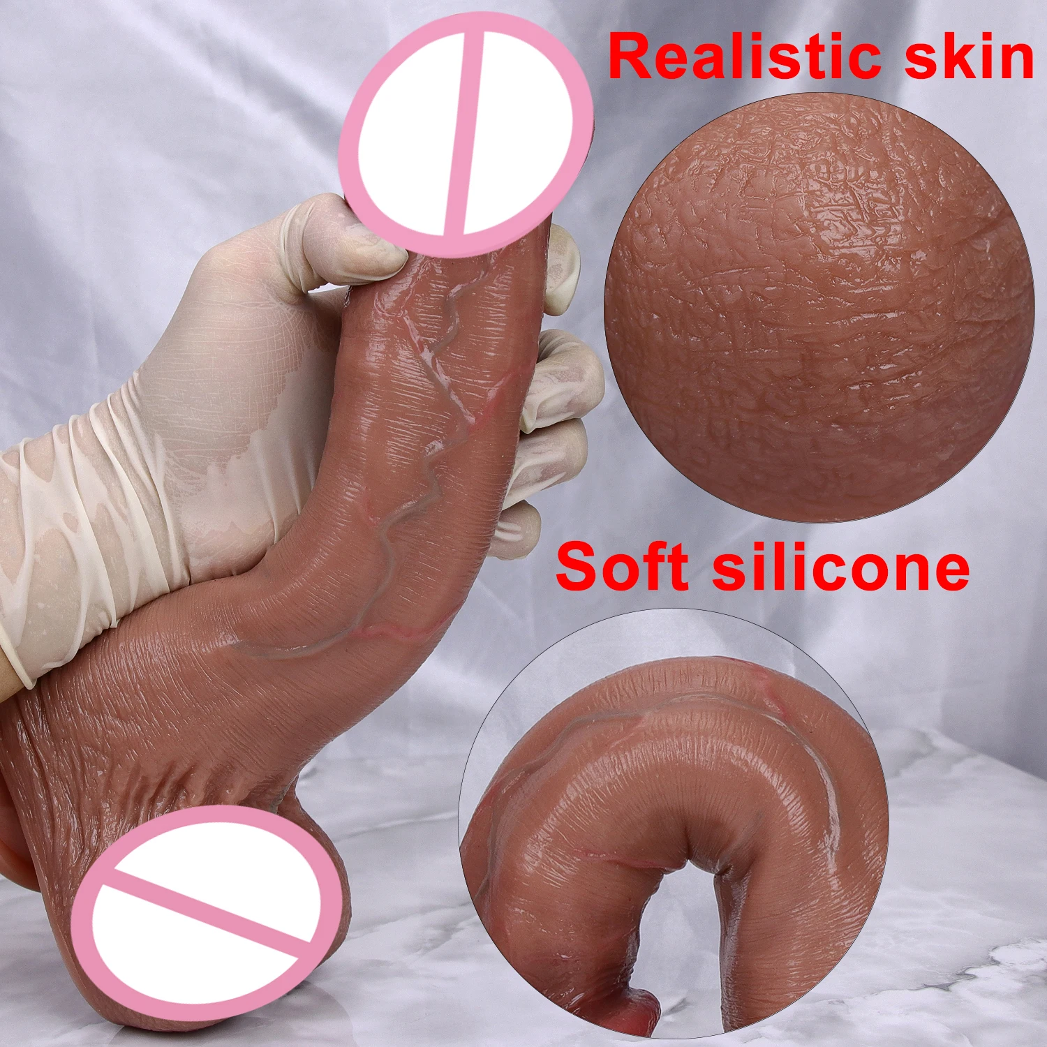 Realistic Soft Big Glans Suction Cup Dildo Double Silicone Dick Gay Vaginal Masturbators Flesh Penis Anal Plug Sex Toy for Women