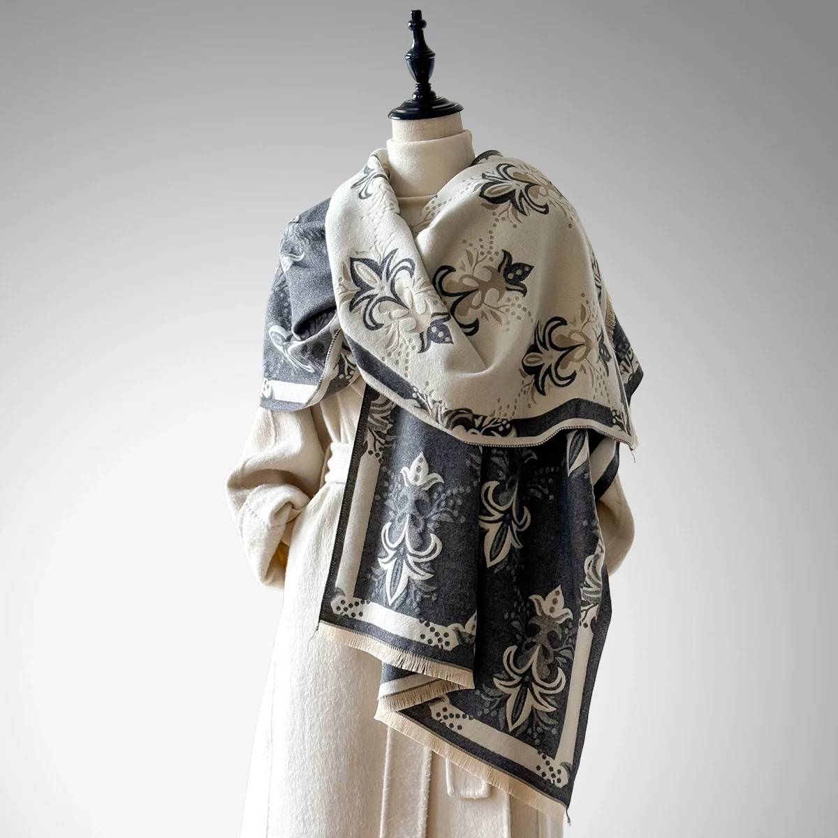 

2025 Warm Imitation cashmere Scarf for Women Thick Print Shawl and Wrap Ladies Blanket style Foulard Winter Imitation Pashmina