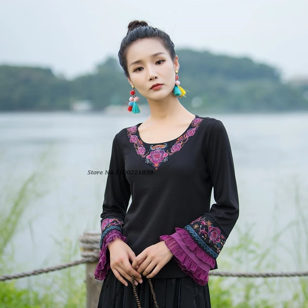 2026-national-flower-embroidery-o-neck-folk-shirt-retro-hanfu-tops-ethnic-undershirt-women-vintage-shirt-traditional-folk-shirt