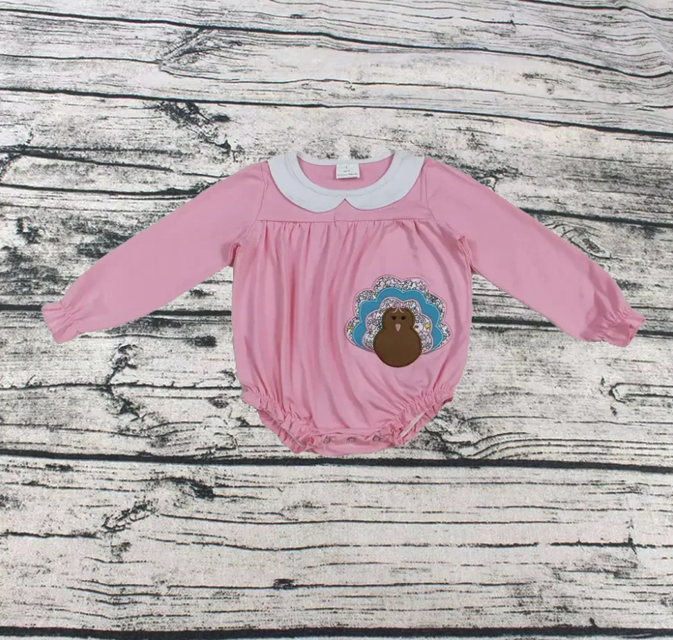 

Wholesale Newborn Coverall Fall Cotton Bodysuit Baby Girl Toddler Thanksgiving Autumn New Jumpsuit Children Floral turkey Romper
