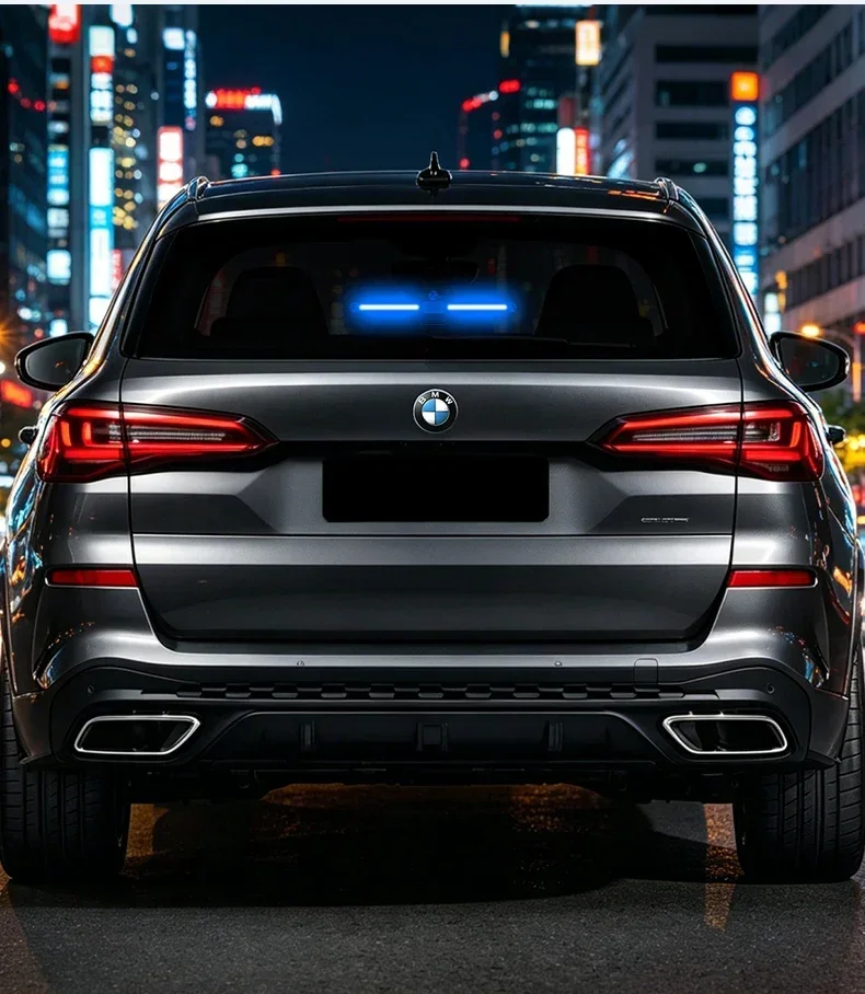 Solarbetriebene, intelligente LED-Dekorationsleuchte für das Auto, ohne Verkabelung, blaue Ambientebeleuchtung, automatische Vibrationssensor-Steuerung, Warnleuchte für die Heckscheibe. – Detail 17
