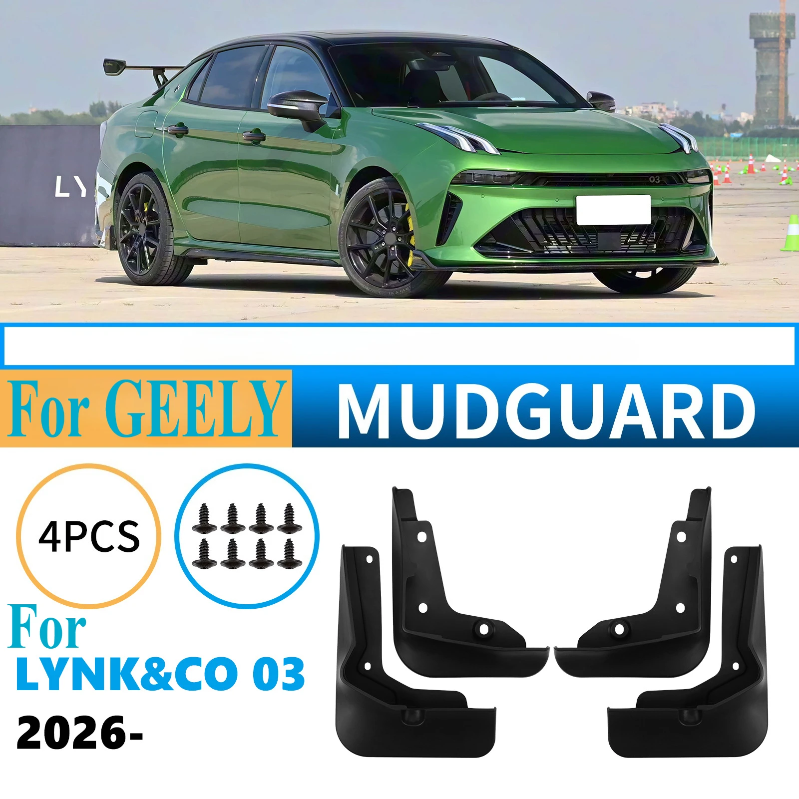 

For Geely LYNK&CO 03 2026 Mud Flaps Splash Guards Car Tire Mudguards Exterior Modified Durable Auto Protective Accessories