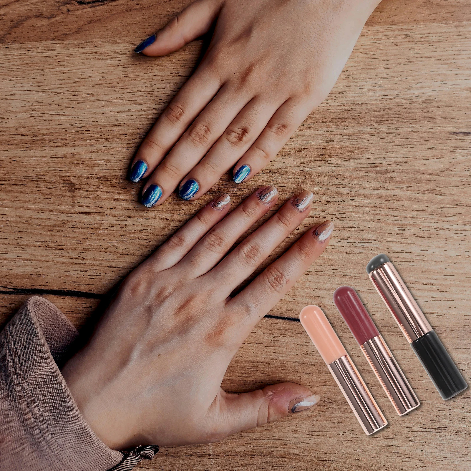 

3pcs Silicone Soft Head Brush for Nail Black Beige Pink Tools Supplies Nail Brushes Applicator Lip Brush