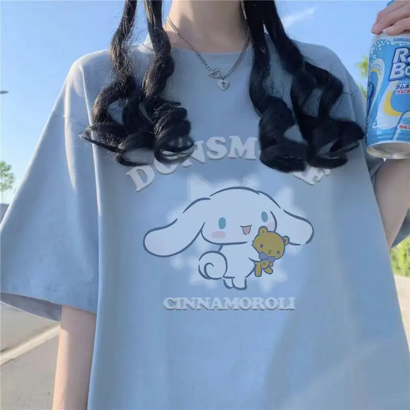 Sanrio Jade Dog 100% Cotton Short-sleeved T-shirt Cute Women's Outer Wear Summer Niche Oversize Loose Hong Kong Style