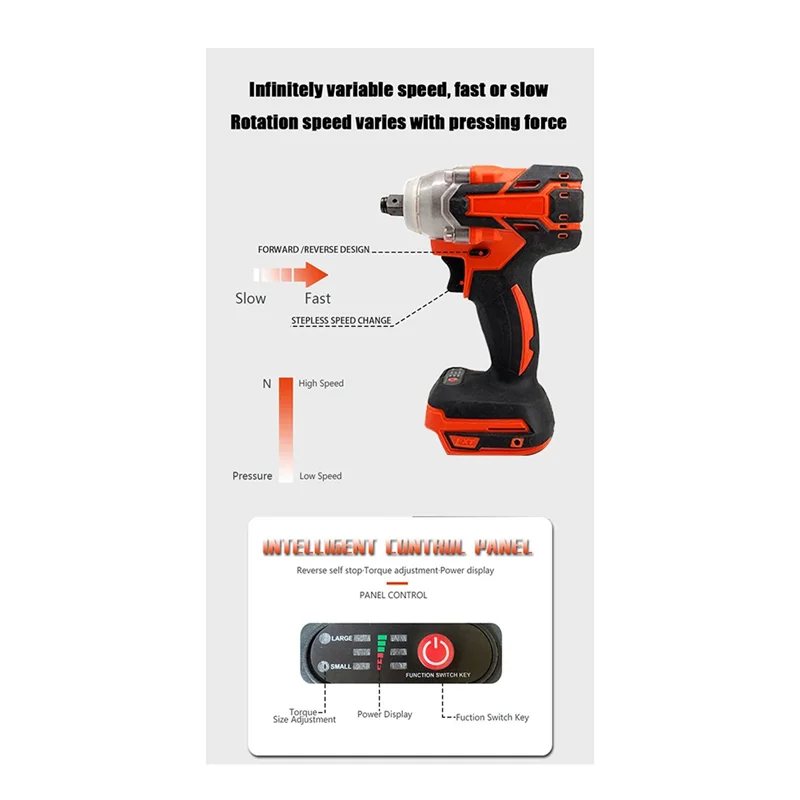 Electric Impact Wrench Brushless Cordless Electric Wrench 1/2 Inch for Makita 18V Battery Screwdriver Power Tools