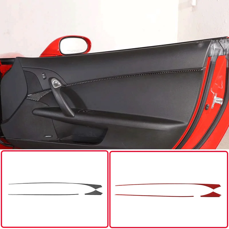 For 2005-13 Chevrolet Corvette C6 soft carbon fiber Car Modeling Car Door Inner Waistline Trim Sticker Car Interior Accessories