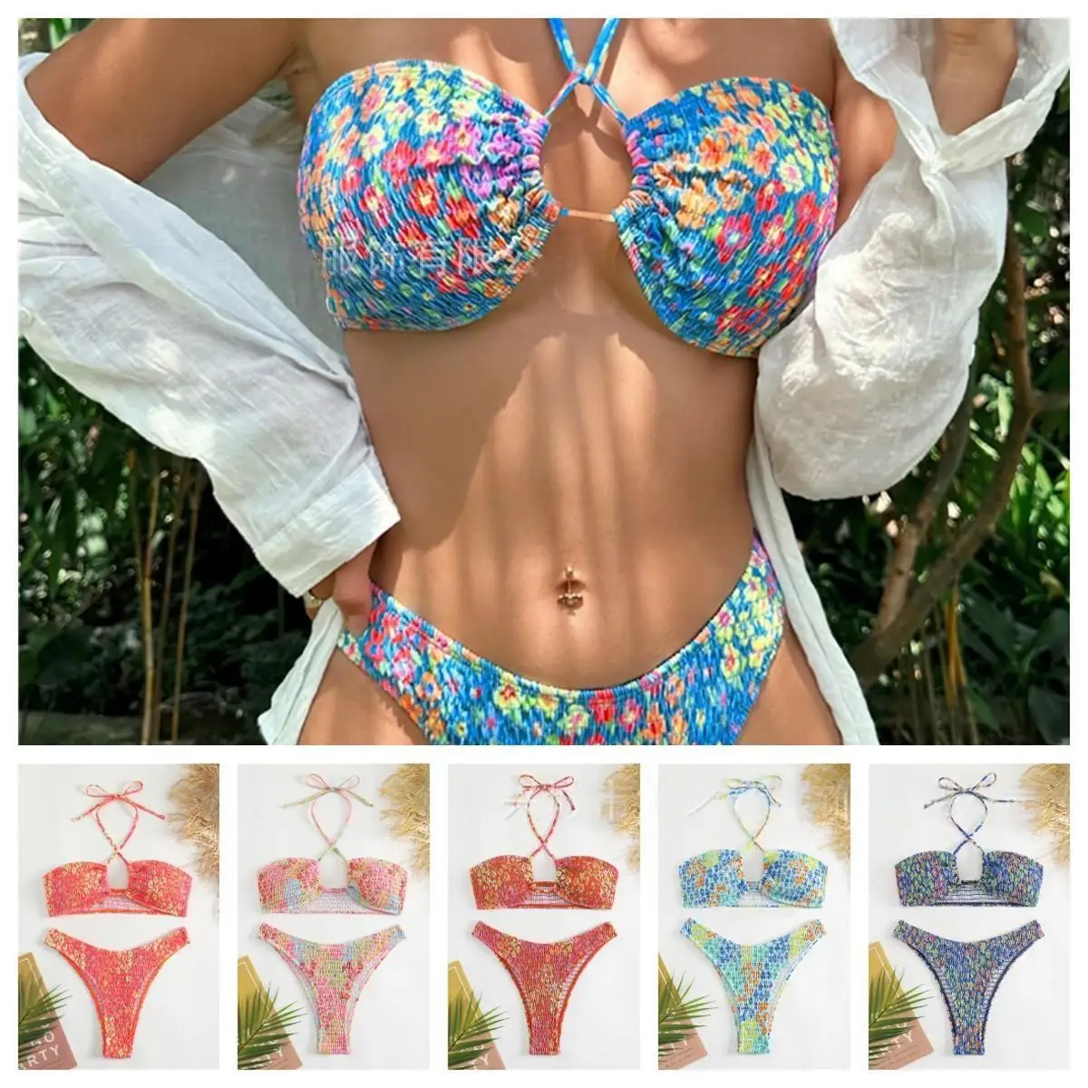 Bikini con abertura para mujer, traje de baño Sexy para vacaciones en la playa, novedad