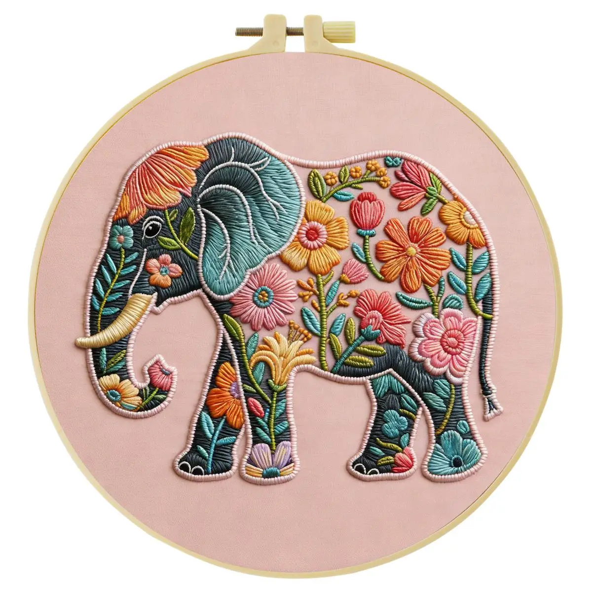 1 Stück 20X20CM/15X15CM 7,87/6,3 Zoll Tier - Elefant Stickerei Starter-Kit DIY-Kit DIY-Stickerei-Set Handarbeiten – Detail 1