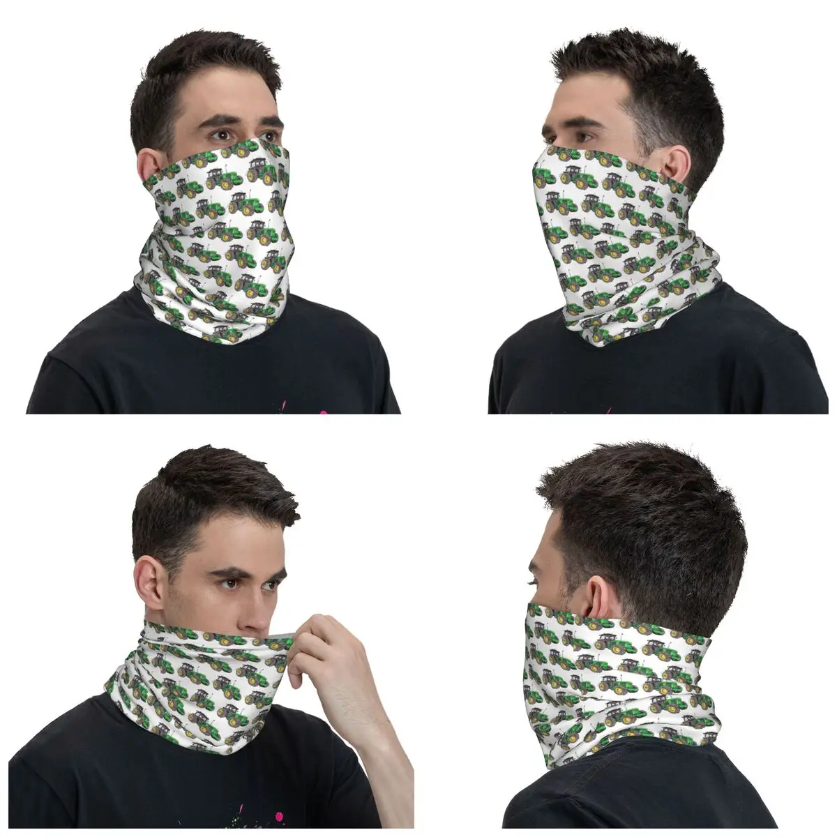 Green Tractor Bandana Neck Warmer Men Women Winter Ski Tube Scarf Gaiter Face Cover