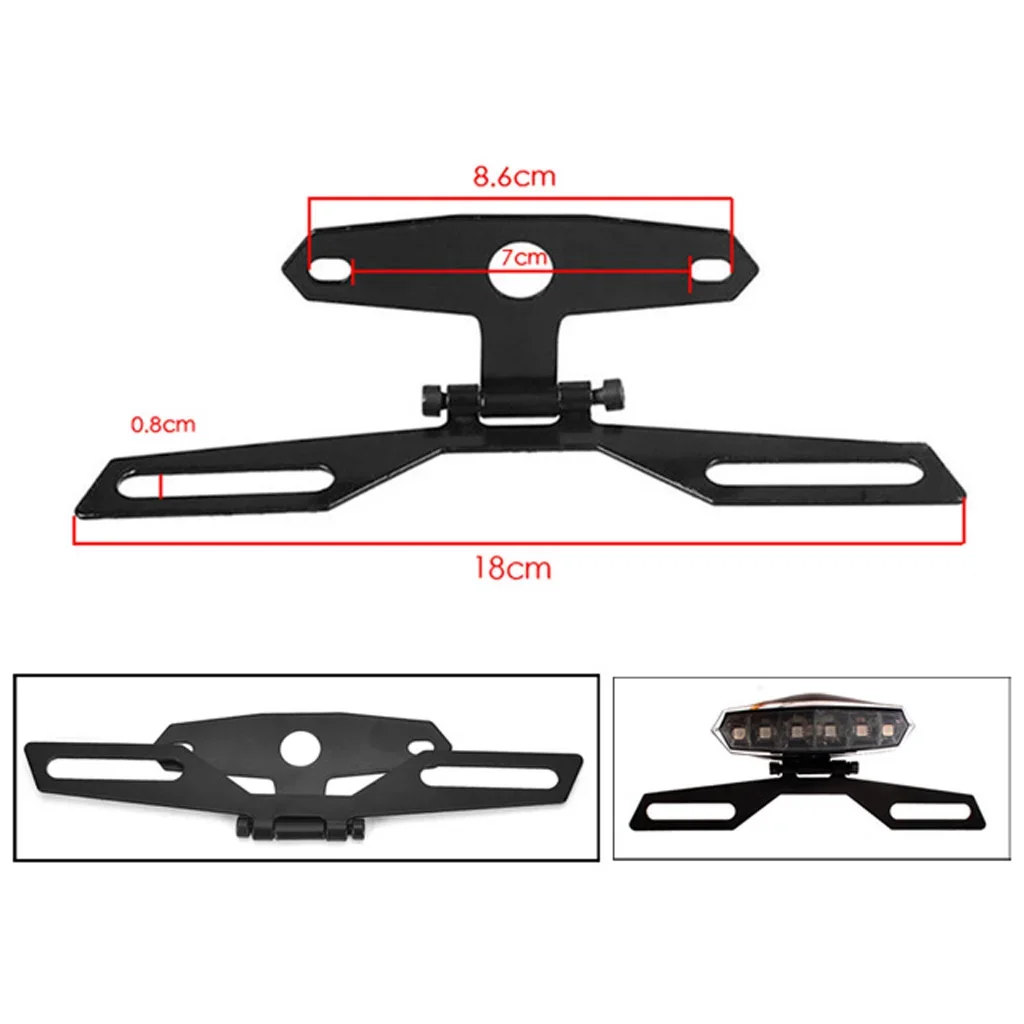 Motorcycle License Plate Bracket Taillight Mount Support Folding Number Plate Frame Holder Mount Universal Motorbike Accessories