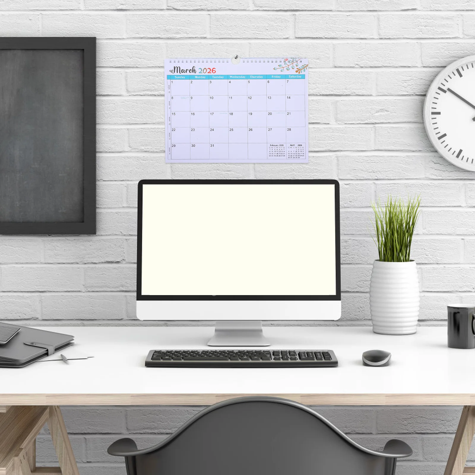 

Wall Calendar 2025 Monthly Planner Vertical Display Paper Twinwire Binding Home Office Schedule Large Size