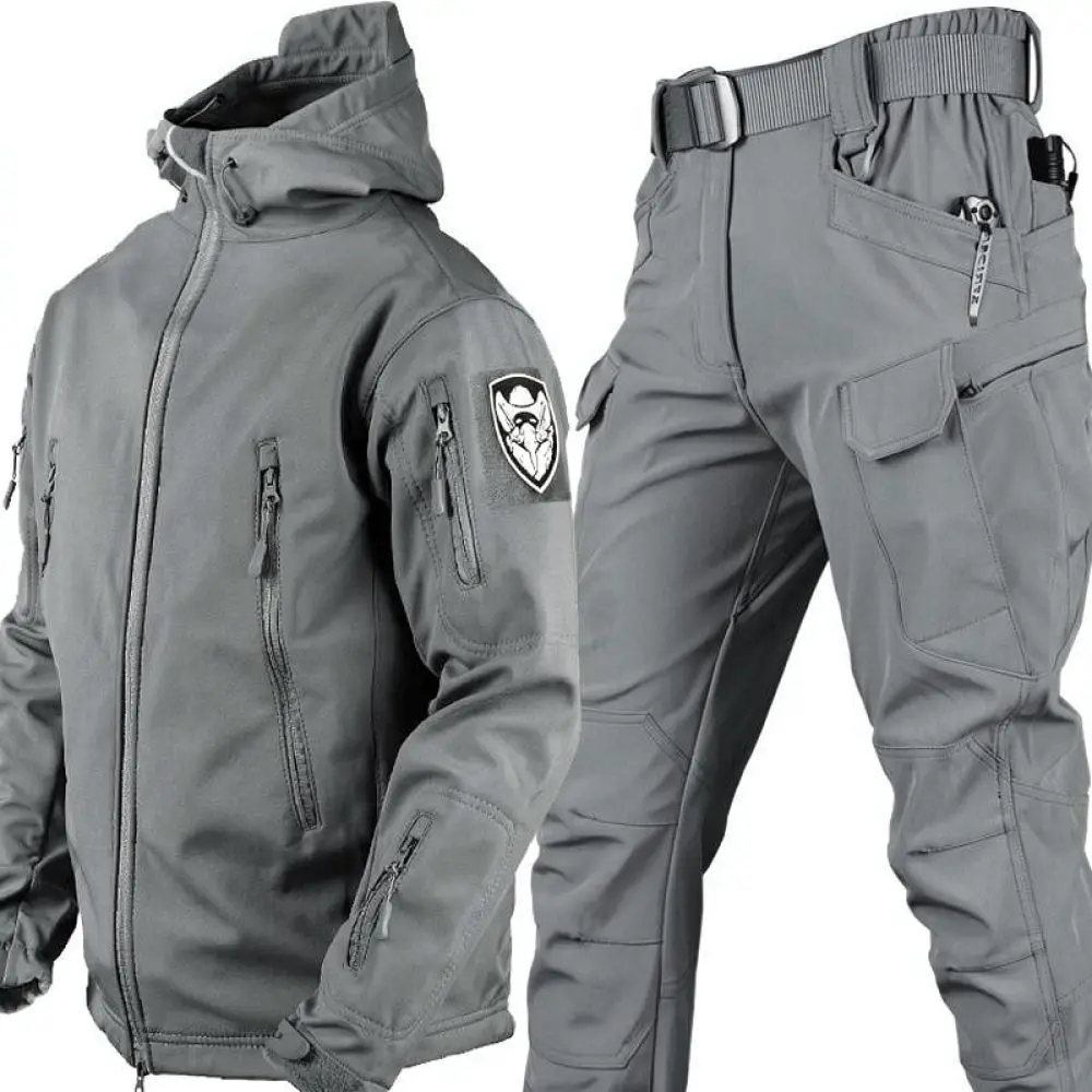 Winter Outdoor Softshell Tactical Suit Thermal Fleece Waterproof Jacket Pants Hiking Camping Fishing Sport Clothes