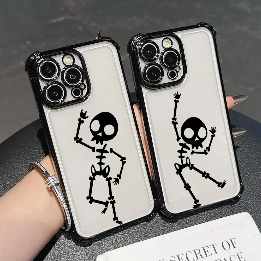 Black Skull Cute Case For Samsung Galaxy A57 A37 A07 A17 A56 5G A55 A54 A52 A53 A36 A34 A35 A33 A73 A26 A25 A16 A06 Phone Cover