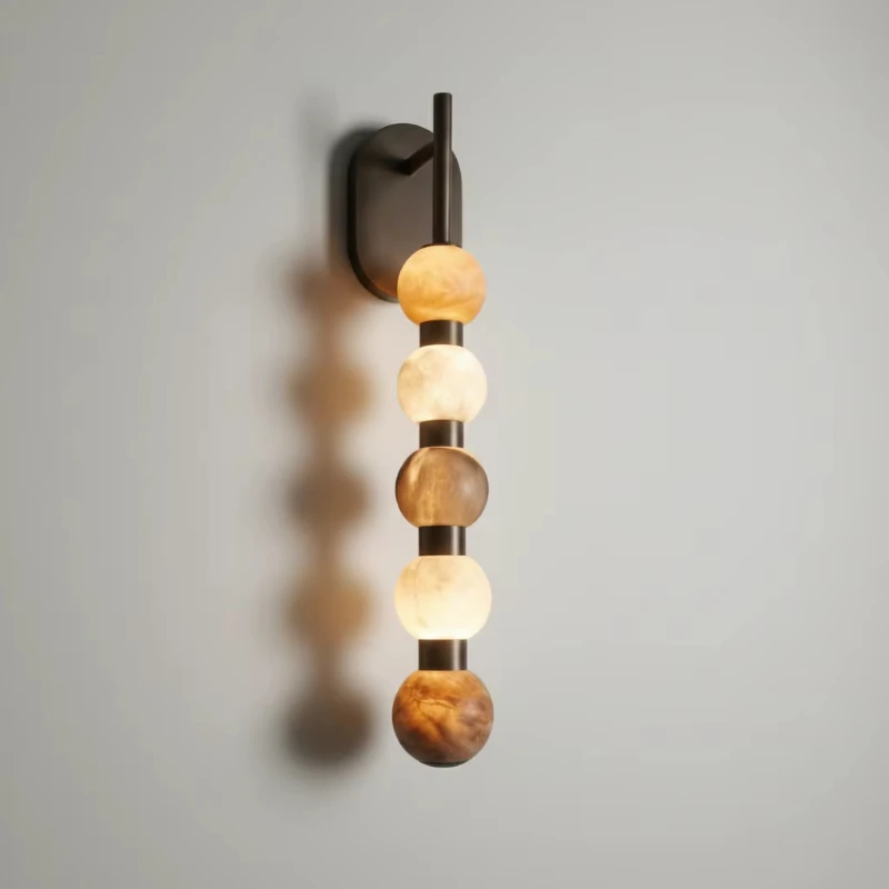 Natural alabaster wall lamp, multi-spherical metal wall lamp