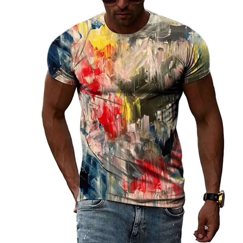 

Hot Sell Summer Men Clothes 3d Printed Oil Painting Men Top Tees TShirt Men Clothing Men Casual Oversized Short Sleeve T Shirt