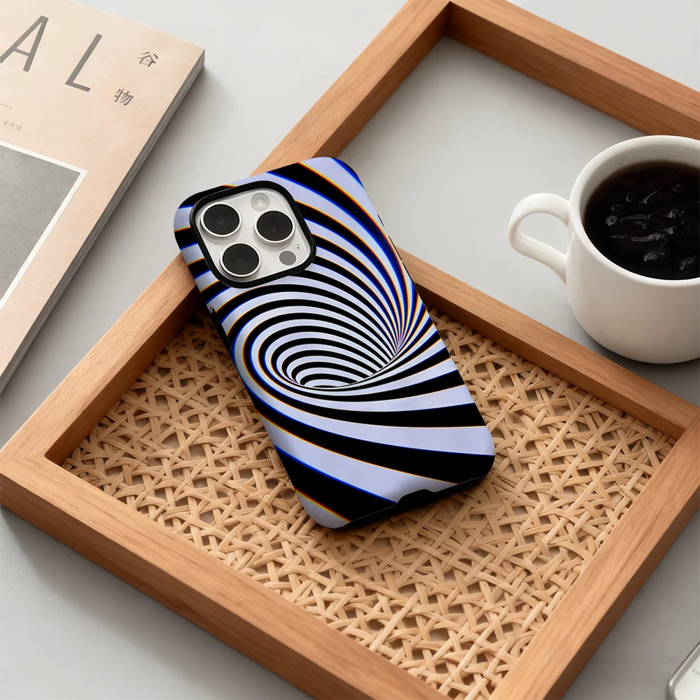 حافظة لهاتف آيفون 17 دوامية بصرية يجب اقتناؤها لهاتف آيفون 17 16 15 14 13 12 Pro Max Plus غطاء خلفي مزدوج الطبقة INS