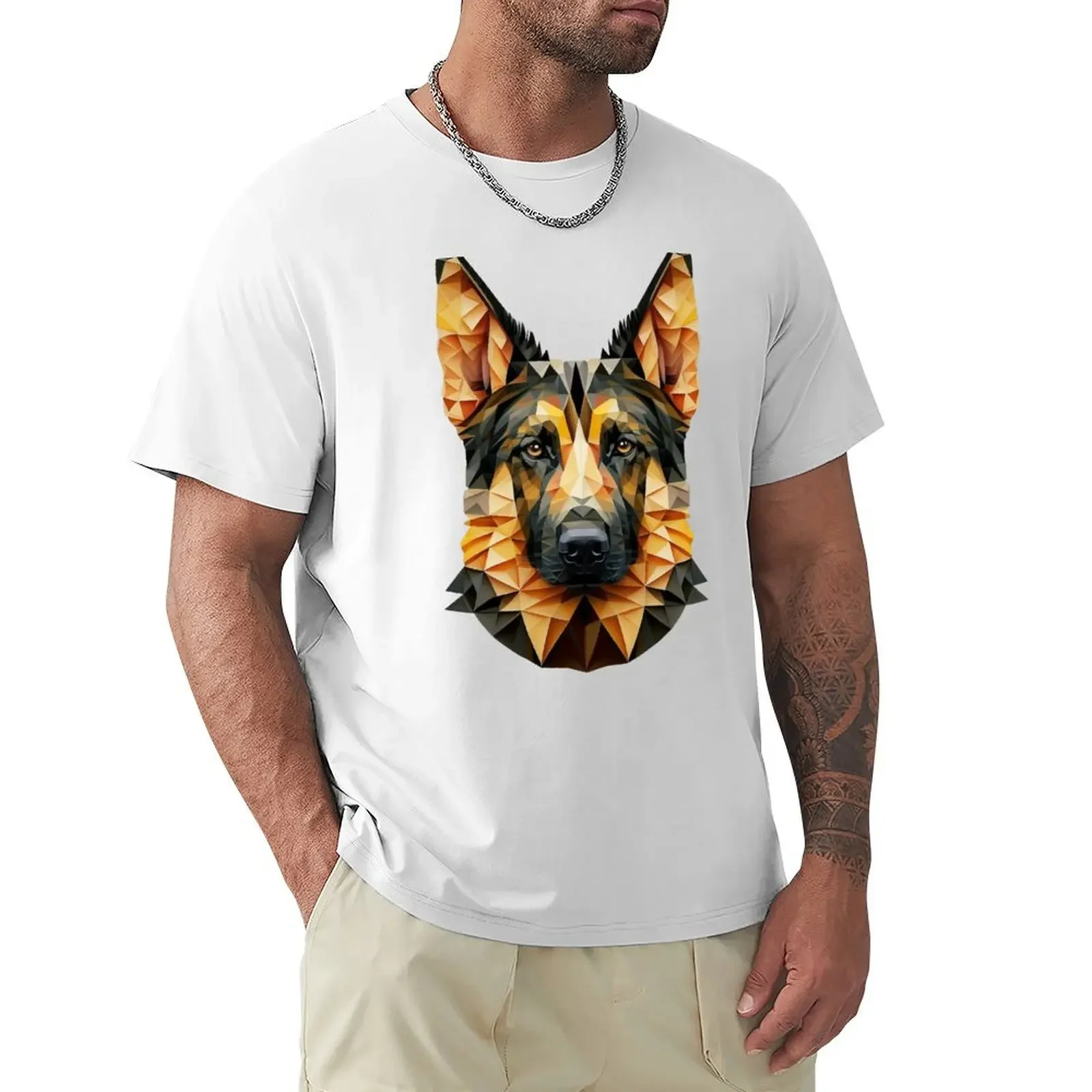 

German Shepherd Portrait T-shirt animal prinfor boys new edition quick-drying mens tall t shirts