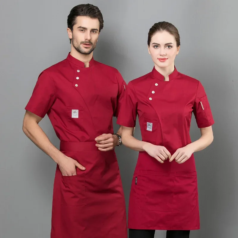 Kitchen Hotel Chef Uniform Bakery Food Service Cook Short Sleeve Shirt Breathable Chef Overalls Hotel Cook Clothes Sushi Costume