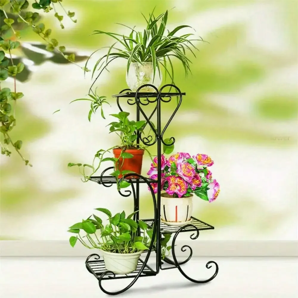 

Outdoor Indoor Pot Plant Stand Garden Metal 4 Tier Planter Shelves Corner Shelf