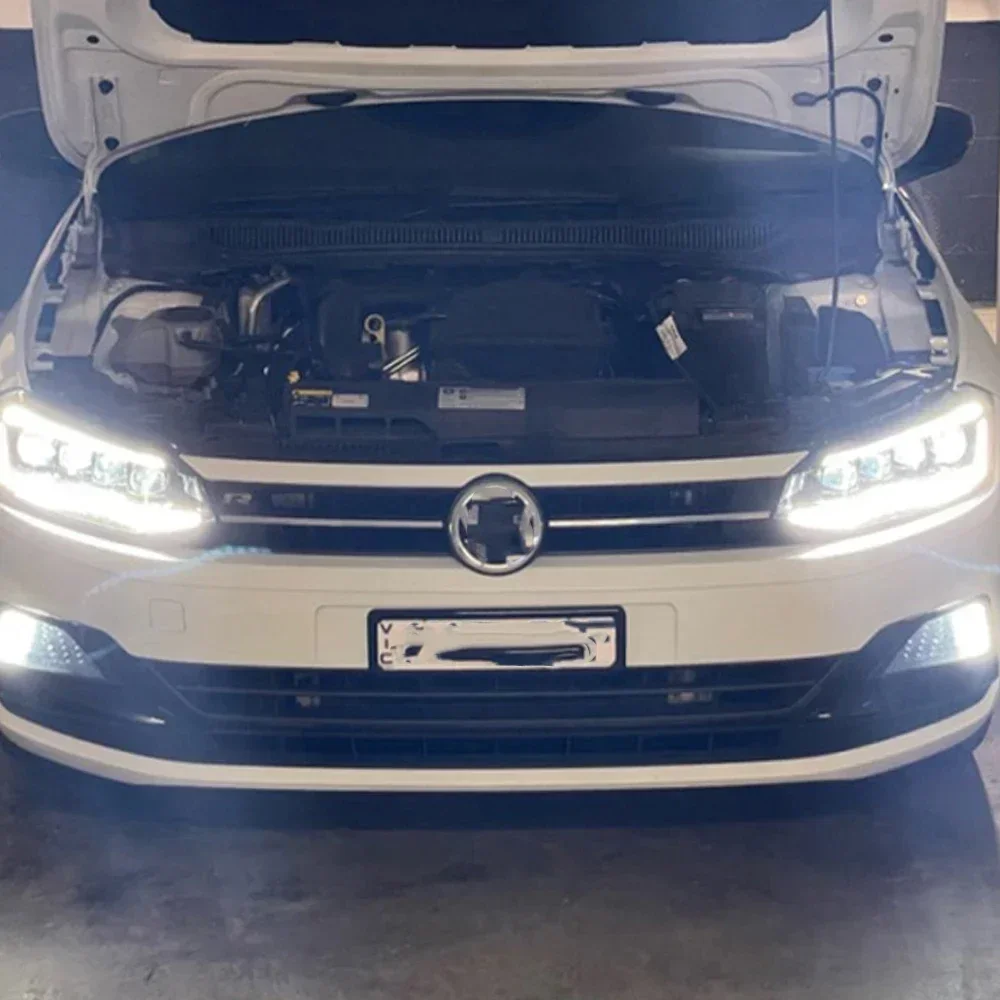 

Для VW Polo 2019-2024 автомобильные передние фонари в сборе, обновленная светодиодная автоматическая фара, проектор, 4-объектив, аксессуары Plug and Play