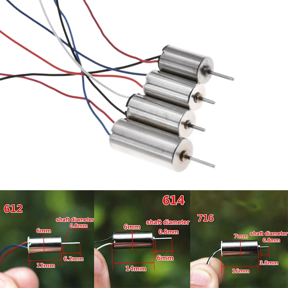 Moteur pliable sans noyau pour RC, tasse, pratique, 1 jeu, 40000-50000, 612, 614, 716, s'adapte, DC 3,7 V, différentes vitesses, nouveau