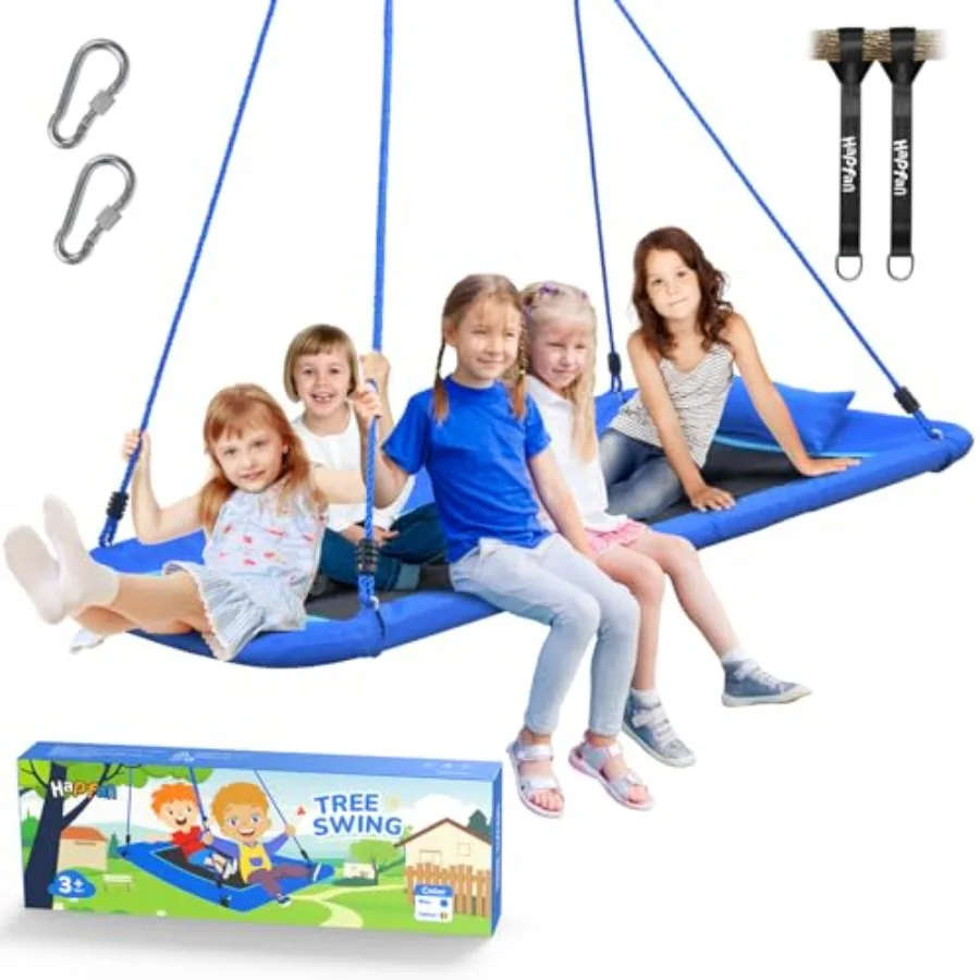 

800lbs 60" Platform Tree Swing for and Adults with Pillow Heavy Duty Large Rectangle Swing for Outdoor Textilene Fabric 9.8 FT