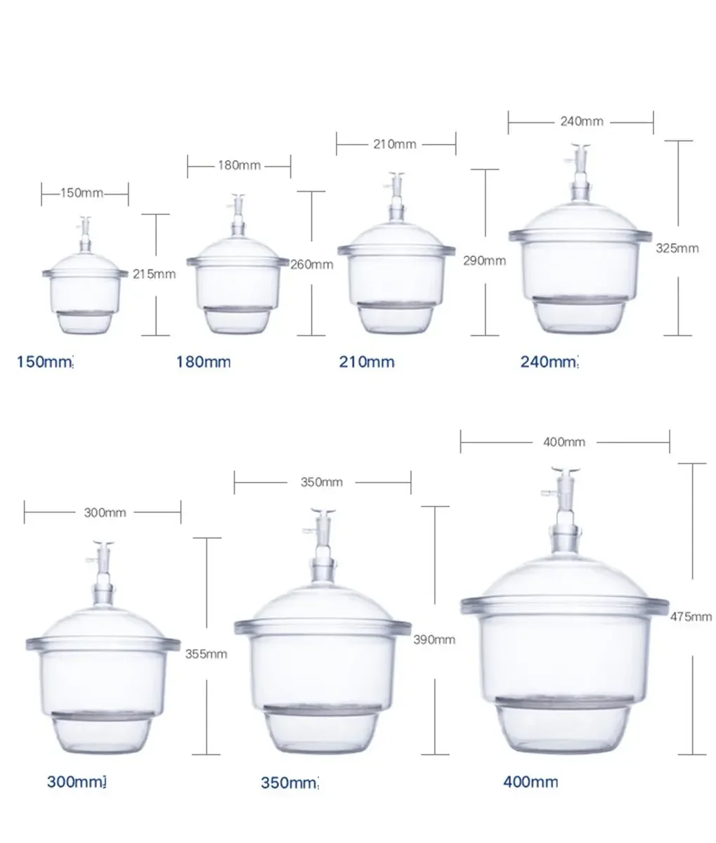 150mm 180mm 210mm Borosilicate Glass Vacuum Drier Desiccator Jar Lab Dessicator Dryer