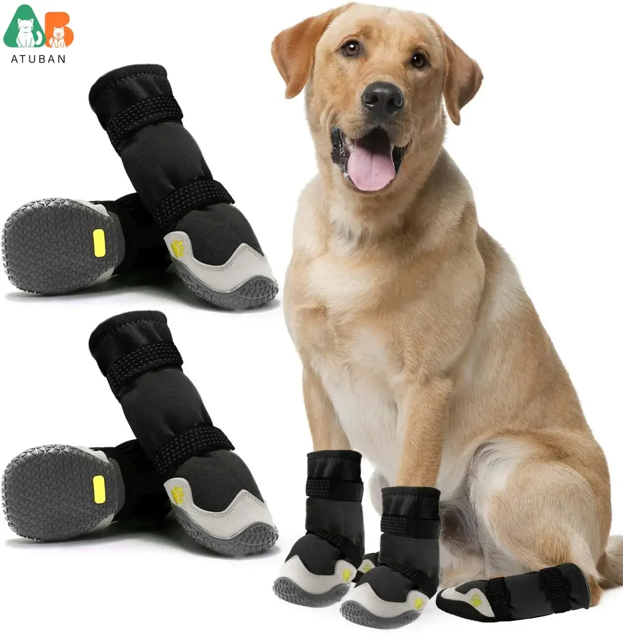 

ATUBAN Dog Shoes for Hot Pavement Anti-Slip Dog Boots & Paw Protectors for Summer Rainy Day Dog Snow Boots Waterproof Dog Shoes