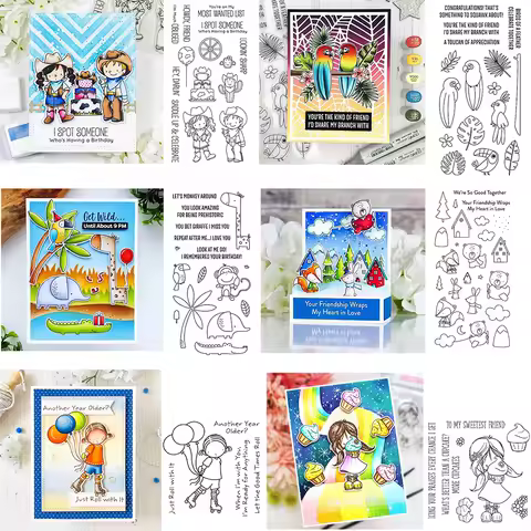 Saddle Up Celebrate Cartoon Boys and Girls Stamps And Cutting Dies Summer Safari Stamp For DIY Scrapbooking Card Craft Making