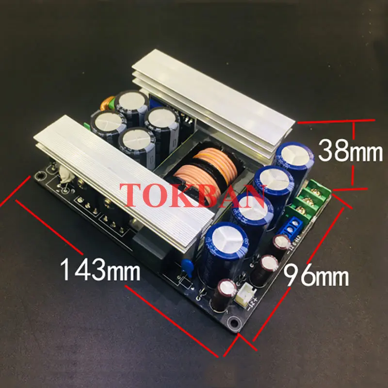 Tokban 1500w LLC Power Amplifier Soft Switch Power Board Dual Output Voltage ± 45v-80v High Power Diy Audio Amplifier