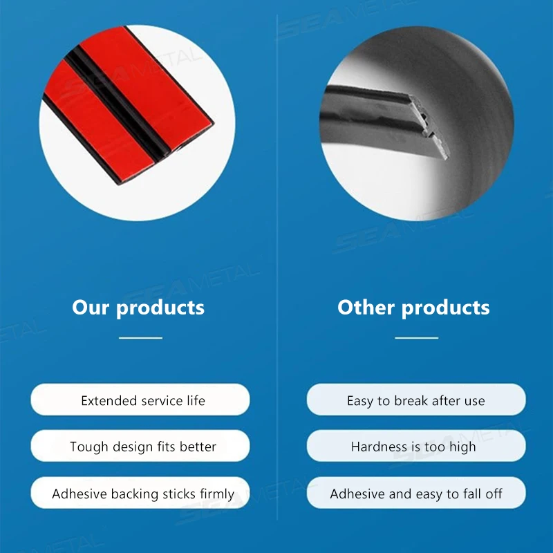 SEAMETAL 2/8 متر سيارة شرائط عزل مطاطية السيارات الزجاج الأمامي سقف المطاط ختم الشريط عزل الضوضاء اكسسوارات السيارات 14/19/27/30/35 مللي متر